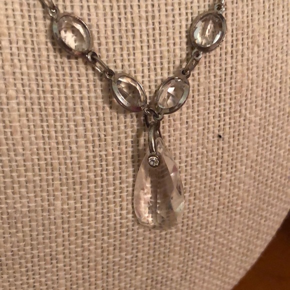 Silver and Clear Teardrop Gemmed Necklace - Picture 4 of 4